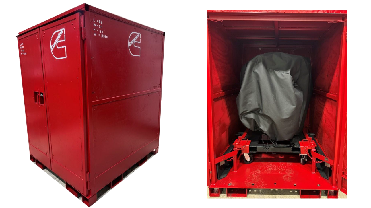 Steel Crate Interior & Cummins Inside Crate